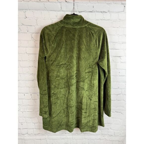 J.JILL PUREJILL green stretch cotton blend velvet A-line full zip cardigan M - Picture 9 of 9